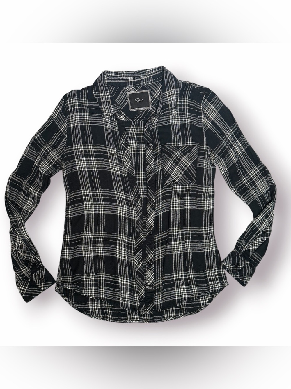 Rails Black and White Plaid Button-Down Shirt Super Soft